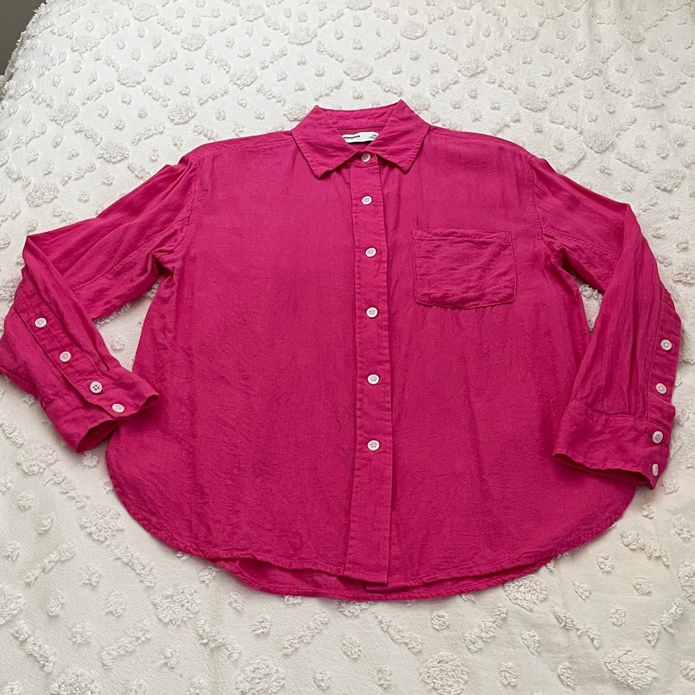 Magenta Pink Linen Gauze Shirt